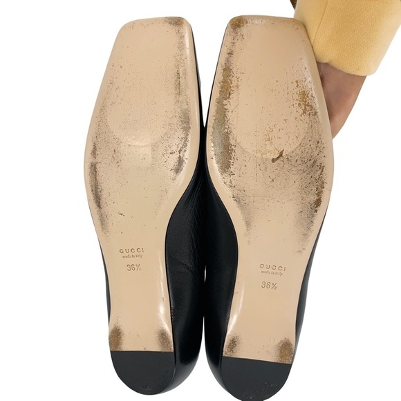 Gucci Dionysus EU 36.5 US 6.5 Black Leathe Buckle Square Toe Tiger Ballet Flats - Picture 11 of 16